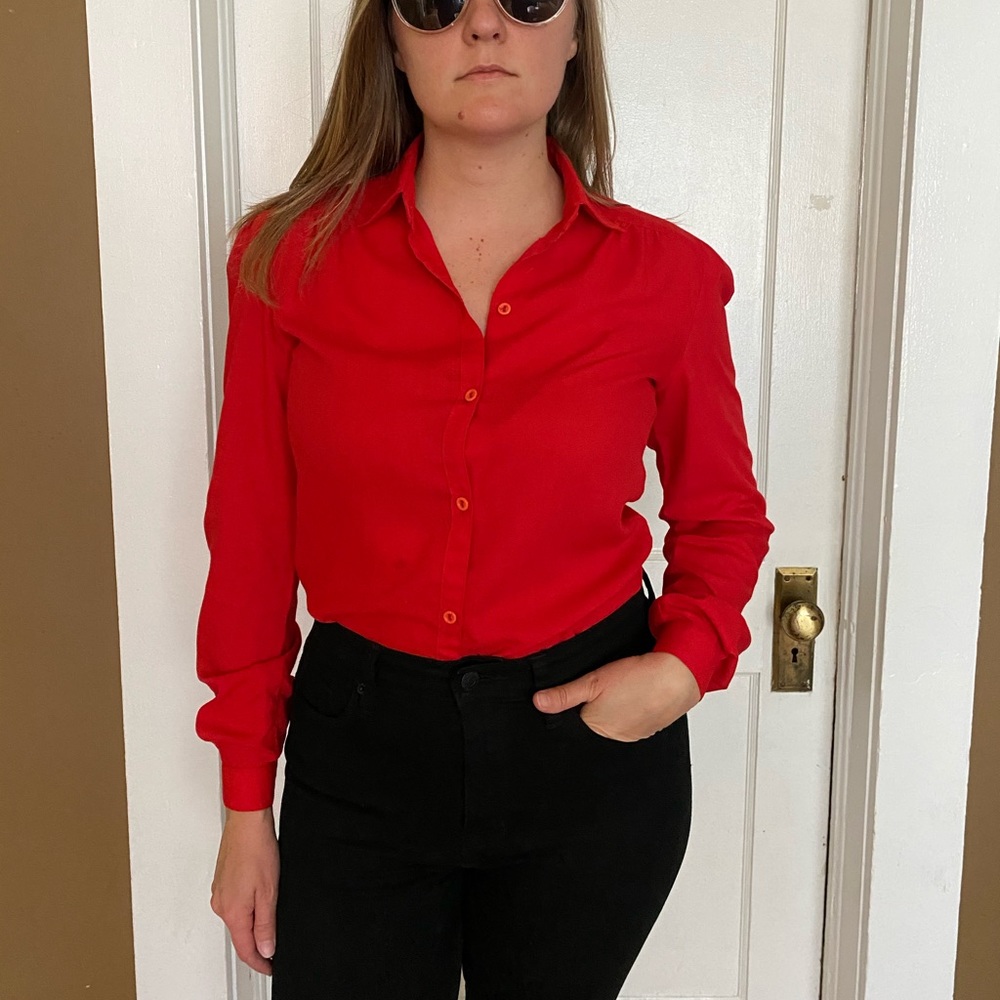 Vintage Bobbie Brooks red button up shirt